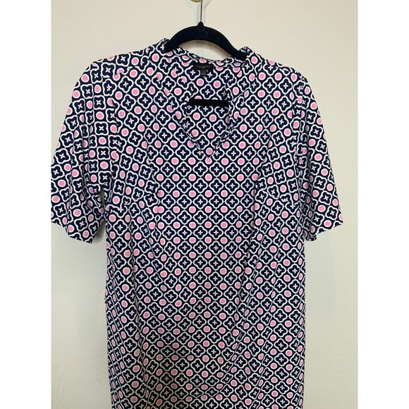Talbots Plus Athleisure Dress Sz X Blue Pink White Geometric - Picture 3 of 11
